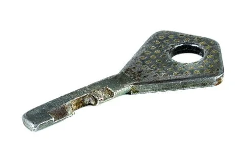 Old lock key on a white background Stock Photos
