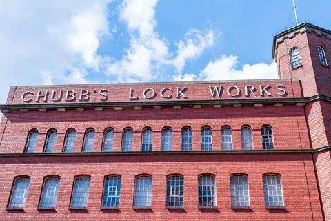 Old lock manufacturing building by lock company, Chubb in Wolverhampton Stock Photos
