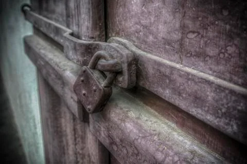 An Old Locked Door Stock Photos