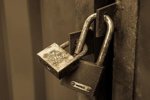 Old locks on the iron door Photos