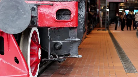 Old locomotive front view Stock Footage 269144813