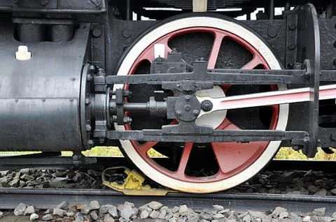 Old locomotive wheels Stock Photos