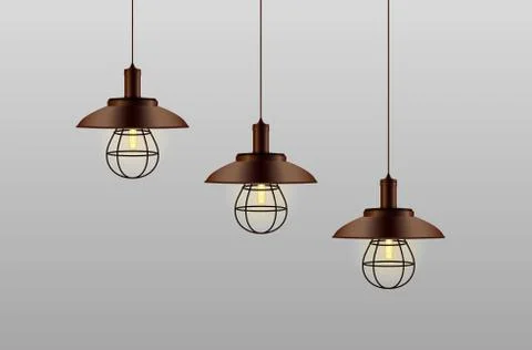 Old Loft Pendant Lanterns - Vector Illustration Stock Illustration
