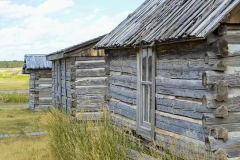 Old log cabins, Upton, WY Stock Photos