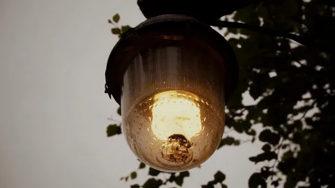 Old lonely lantern warm at dusk. Stock Footage 119568444