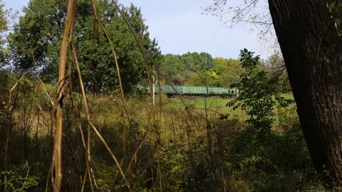 Old long freight train with goods Stock Footage 151118351