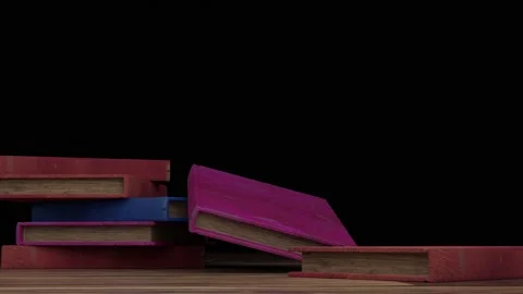 Old looking books lying on table Stock Footage 152553891