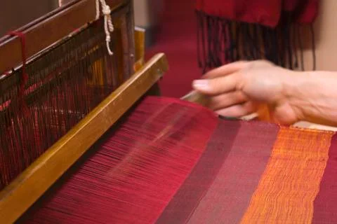 Old Loom weaving Stock Photos