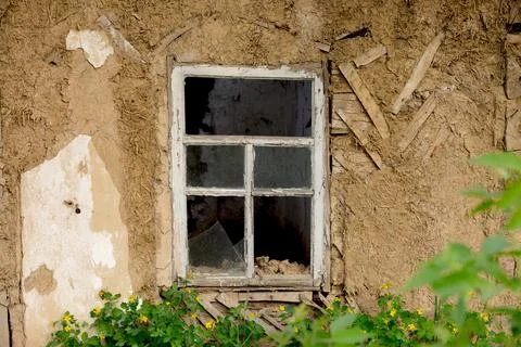 Old lost house window Stock Photos
