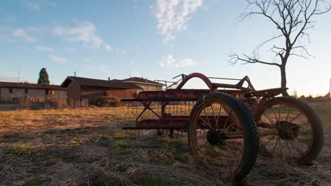 Old low in a field at sunser timelapse Stock Footage 160546533
