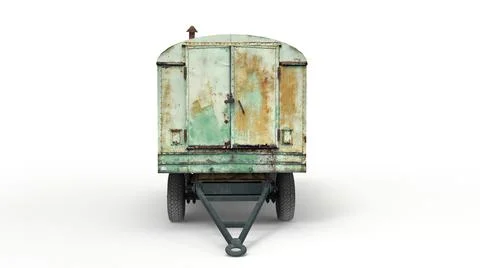 Old lumberjack trailer render on a white background. 3D rendering Stock Illustration