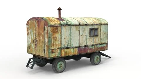 Old lumberjack trailer render on a white background. 3D rendering Stock Illustration