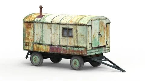 Old lumberjack trailer render on a white background. 3D rendering Stock Illustration