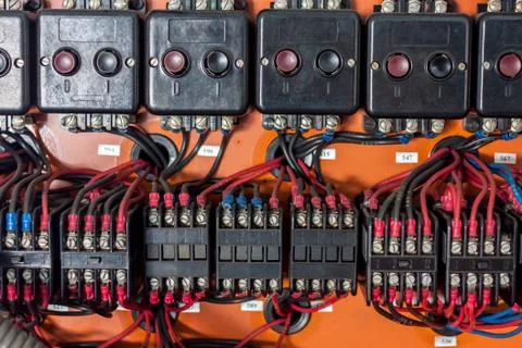 Old machine electrical cabinet Stock Photos