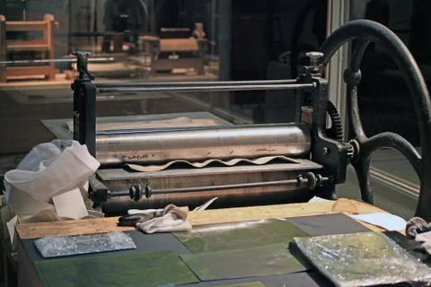 The old machine to print Foto stock