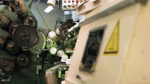 An old machine producing plastic packaging Stock Footage 71094333