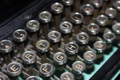 Old machine write dirty abandoned heavy mechanical letters signs noise Фото