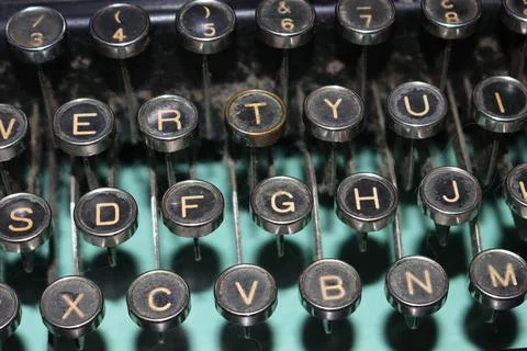 Old machine write dirty abandoned heavy mechanical letters signs noise Фото
