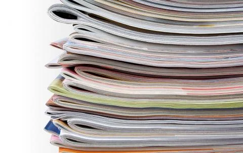 Old magazines as background, close up Stock Photos