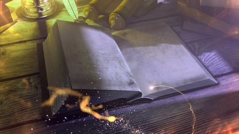 Old Magic Book Flipping clear page Stock Footage 99076373