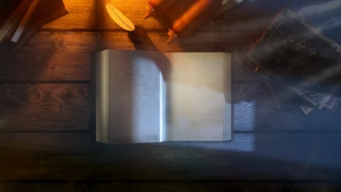 Old Magic Book Flipping clear page Stock Footage 99142470