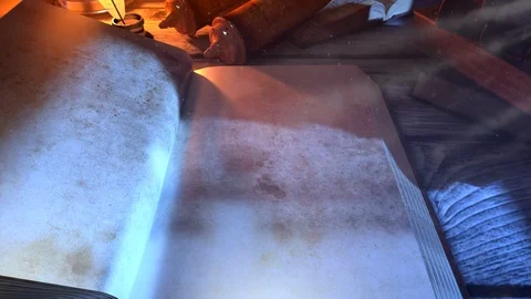 Old Magic Book Flipping clear page Stock Footage 99154200