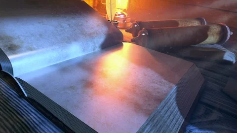 Old Magic Book Flipping clear page Stock Footage 99173799