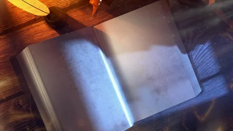 Old Magic Book Flipping clear page Stock Footage 99202600