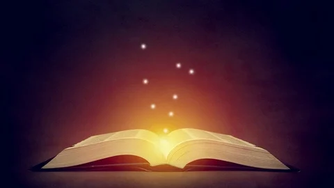 Old magic book from which sparks fly Stock-Footage 80057998