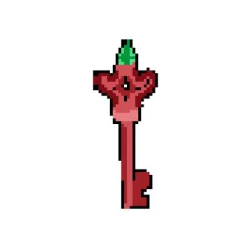 Old magic key pixel art vector illustration Stock Illustration