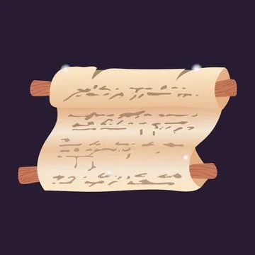 Old magic manuscript scroll in flat design. Ancient witchcraft parchment. V.. Иллюстрация
