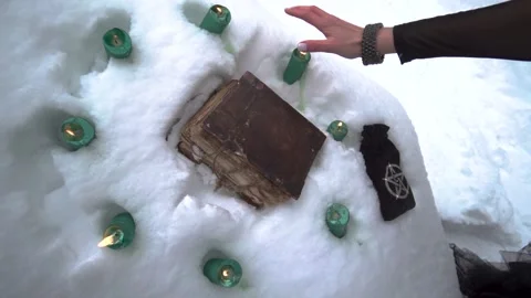 Old magical book. the witch performs a black ritual. witchcraft and mysticism. Stock Footage 225812758