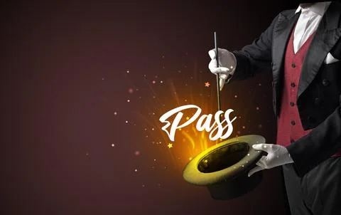 Old Magician is showing magic trick Stock Photos