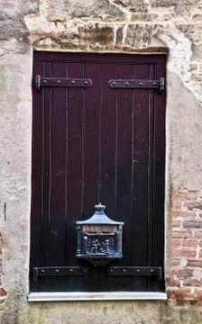 Old mailbox on window 스톡 사진