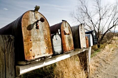 Old mailboxes in midwest USA Stock Photos