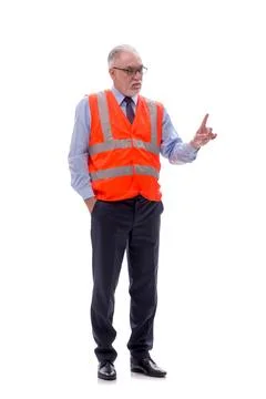 Old male architect isolated on white Stock Photos