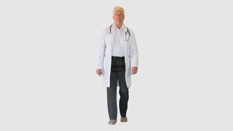 Old male doctor in lab coat walking, Stock Video Pond5