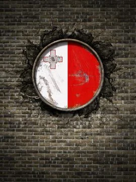 Old Malta flag in brick wall Stock Illustration