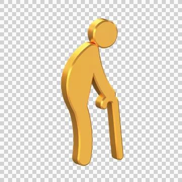 Old Man 3D Icon Isolated on Transparent Background Stock Illustration