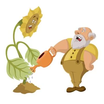 Old man and GMO Stock Illustration