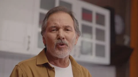 Old man arguing, shouting, angry and emotionally gesturing. Stock Footage 148684478