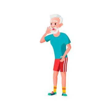 Old man athlete looking with shock at stormy cloud cartoon vector Stock Illustration