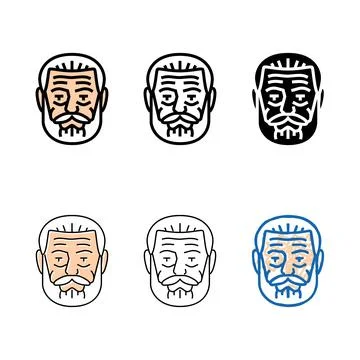 Old man avatar color pack icon vector Stock Illustration