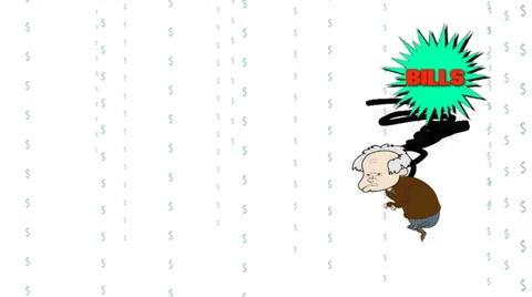 Old Man Bopped by Bills (White Background with Dollar Signs) Video stock 32348031