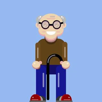 Old man with a cane - flat design Stock Illustration