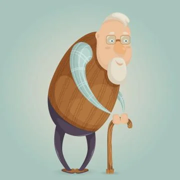 Old man cartoon character. Vector illustration Illustrazione stock
