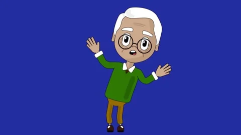 Old Man Confused Animation Character Talking Head Loop Alpha Cartoon Avatar Stock Footage 236937425