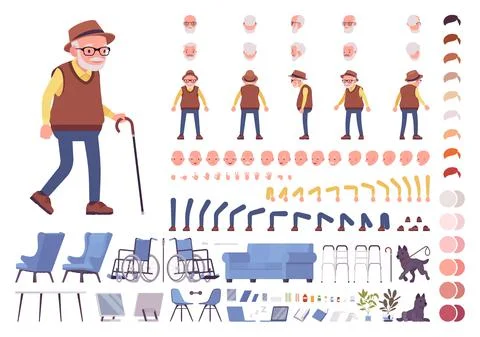 Old man construction set Stock Illustration