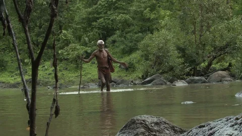 Old Man Crossing River Video stock 111805847