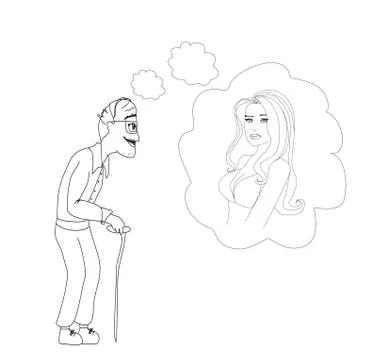 Old man dreams Stock Illustration